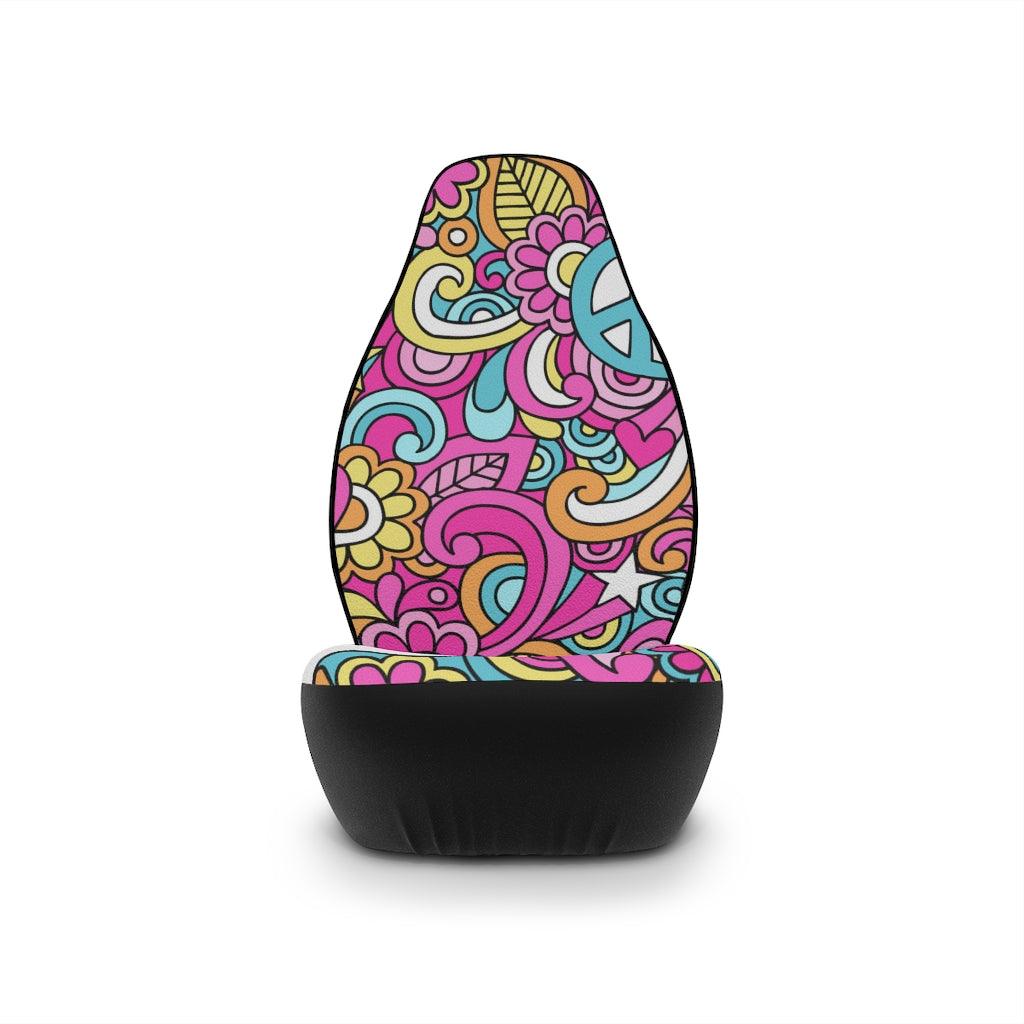 Groovy Doodle Multicolor MCM Car Seat Covers | lovevisionkarma.com