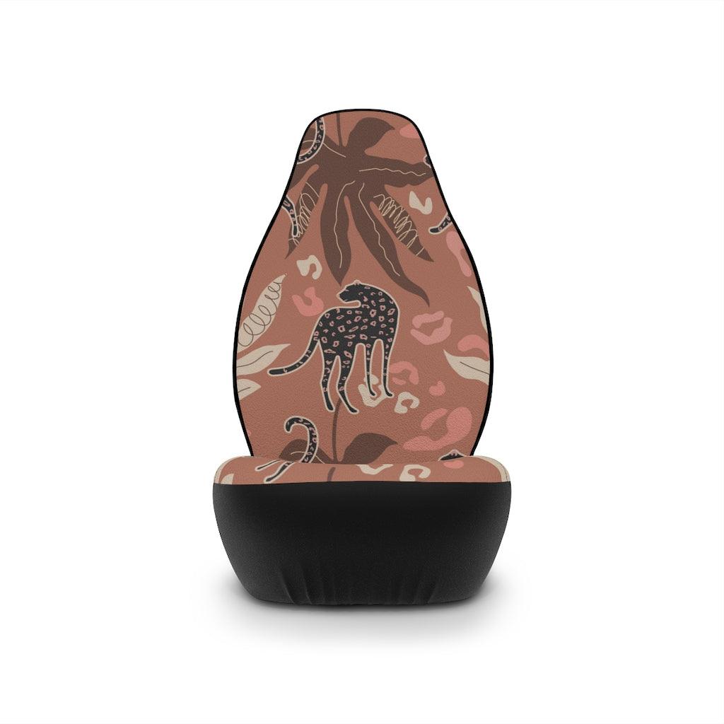 Retro Boho Leopard Pink & Brown Mod Car Seat Covers | lovevisionkarma.com