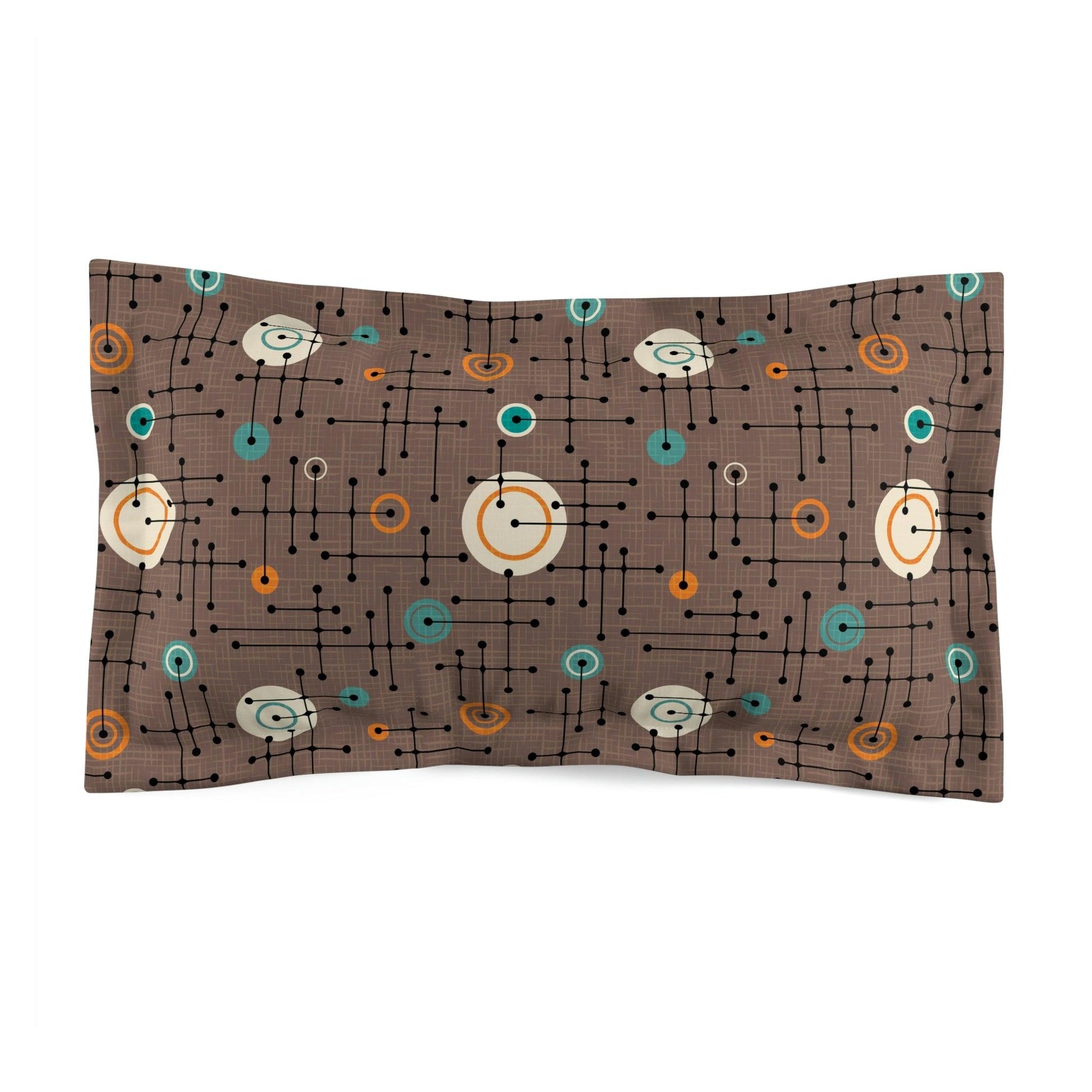 Retro 50s MCM Eames Inspired Lines Brown Pillow Sham | lovevisionkarma.com