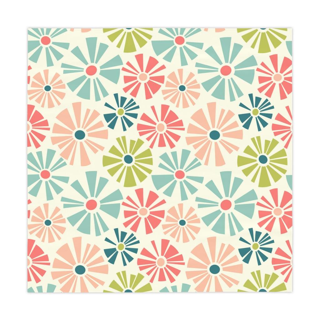 Mid Century Mod Retro Flowers Multicolor Tablecloth | lovevisionkarma.com
