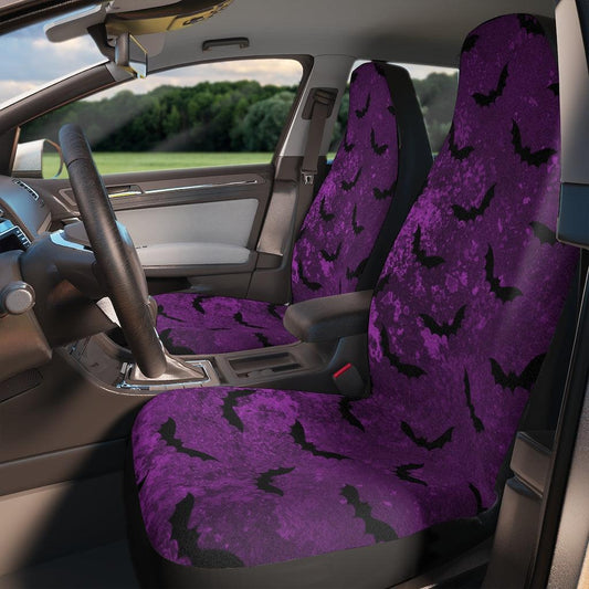 Bats Distressed Style Purple Glam Goth Car Seat Covers | lovevisionkarma.com