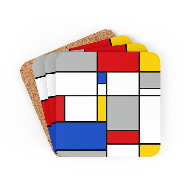 Retro Mondrian Inspired Multicolor Abstract Art Coaster Set | lovevisionkarma.com