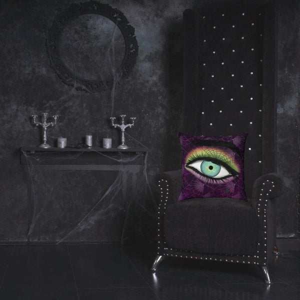 Creepy Witch's Eye Purple Goth Glam Halloween Throw Pillow | lovevisionkarma.com